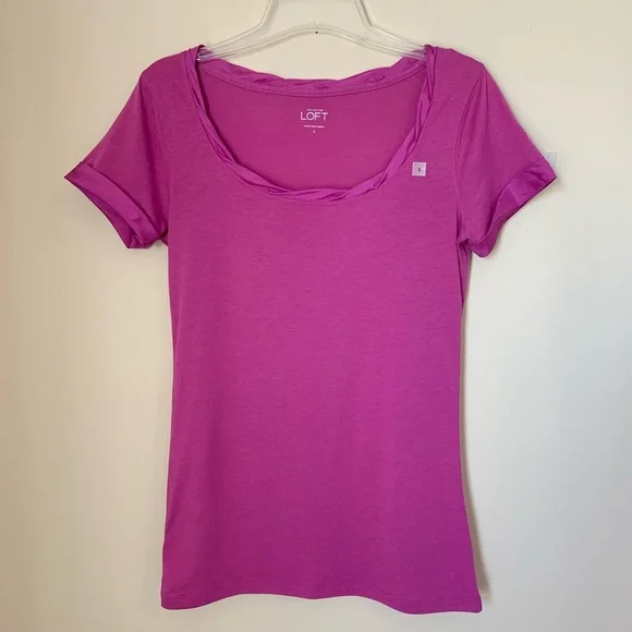 NWT Ann Taylor Loft Fuchsia Tee Shirt Size S - Picture 2 of 8